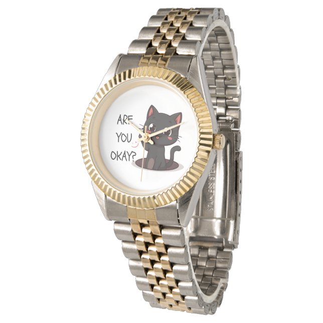 Reloj de pulsera de gato Kawaii negro (Angular)