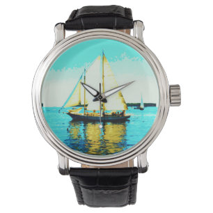 reloj de pulsera de goleta de vela