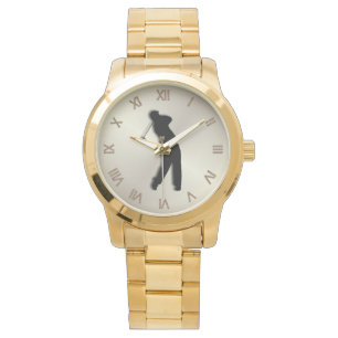 Reloj de pulsera de golf cara marrón números roman