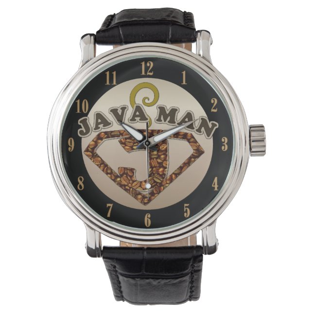 Reloj de pulsera de humor de Java Man Coffee (Anverso)