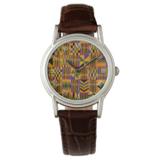 Reloj de pulsera de Kente afrocéntrico