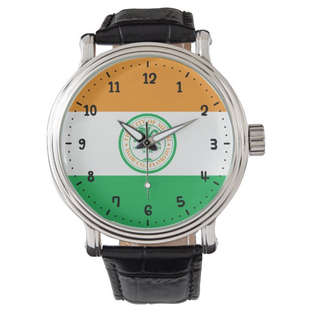 Reloj de pulsera de la bandera de Miami, Florida (Anverso)
