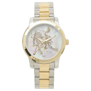 reloj de pulsera de la constelación de oro leo