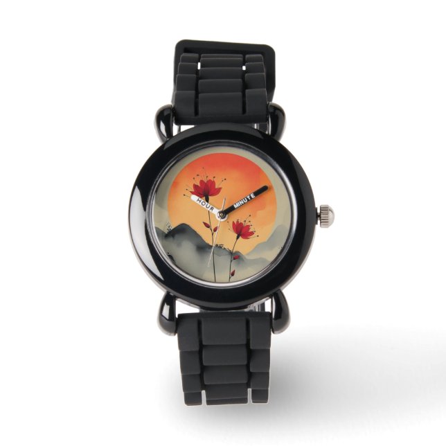 Reloj de pulsera de la flor del atardecer (Anverso)