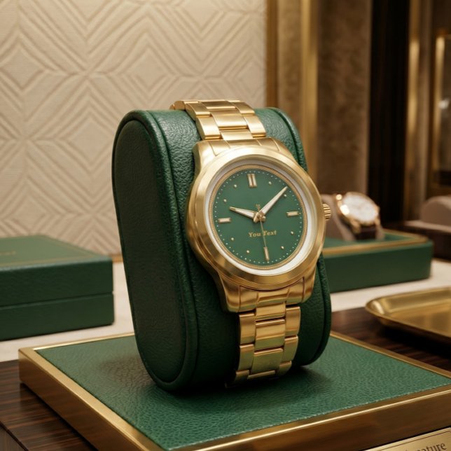 Reloj de pulsera de lujo esmeralda verde y dorado (Subido por el creador)
