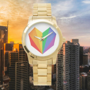 Reloj de pulsera de oro de tamaño grande con coraz