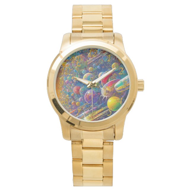 reloj de pulsera de oro de tamaño grande con númer (Anverso)