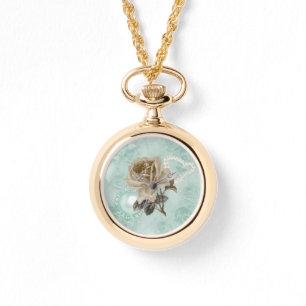 Reloj de pulsera de oro para Rosas de marfil verde
