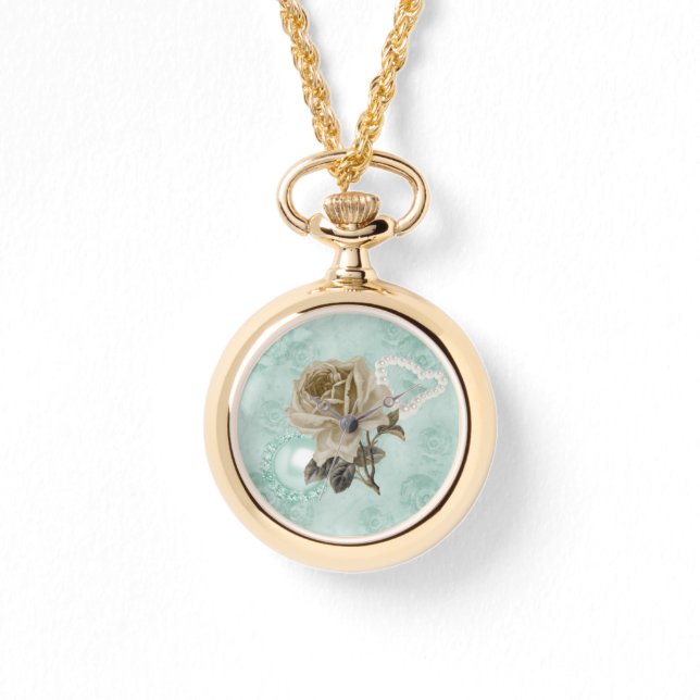 Reloj de pulsera de oro para Rosas de marfil verde (Anverso)
