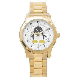 Reloj de pulsera de oro sobredimensionado de pingü