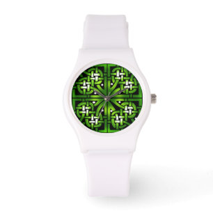 Reloj de pulsera de patrón de nudo celta verde