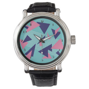 Reloj de pulsera de patrón de triángulos retro de