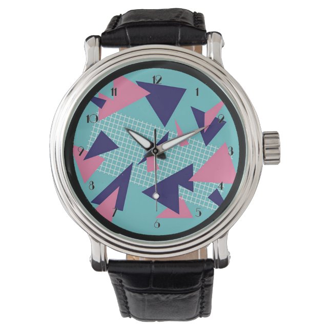 Reloj de pulsera de patrón de triángulos retro de  (Anverso)