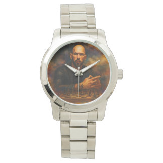 Reloj de pulsera de plata de gran tamaño de Andrew