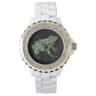 reloj de pulsera de rana con paro