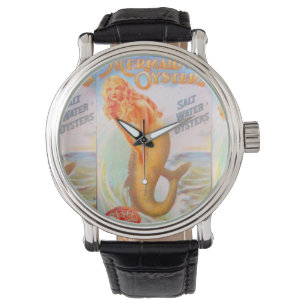 reloj de pulsera de sirena dorada