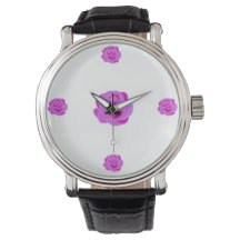 Reloj de pulsera de vidrio teñido de rosa rosa ele