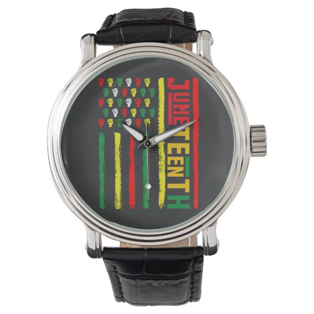 Reloj De Pulsera Decimoctava Bandera Celebrando la Libertad Negra 1 (Anverso)