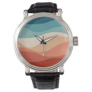Reloj De Pulsera Decoración de las olas de estilo retro colorido