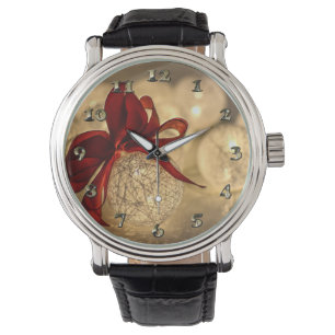 Reloj De Pulsera Decorative Christmas Ball and Bow