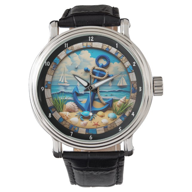 Reloj De Pulsera Decorative Nautical Feature Anchor Coastal Scenery (Anverso)