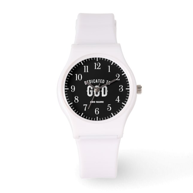 RELOJ DE PULSERA DEDICADO A DIOS PERSONALIZABLE GUAY TEXTO BLANCO (Anverso)