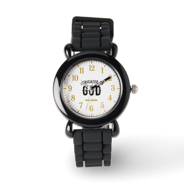 RELOJ DE PULSERA DEDICADO A DIOS PERSONALIZABLE GUAY TEXTO NEGRO (Anverso)