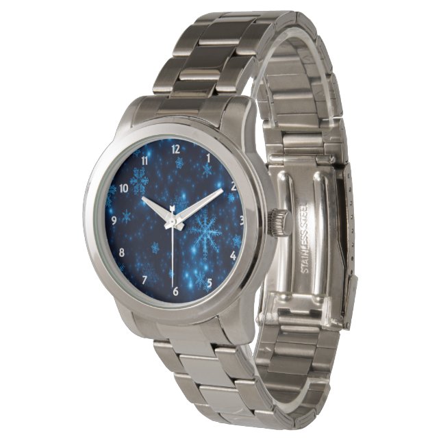 Reloj De Pulsera Deep Blue & Bright Snowflakes Unisex eWatch Watch (Angular)