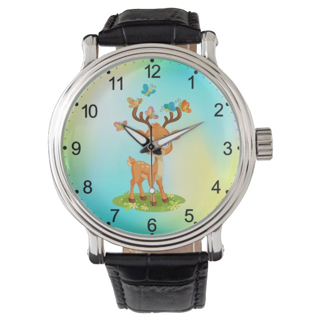 Reloj De Pulsera Deer bebé con mariposas-23475 (Anverso)