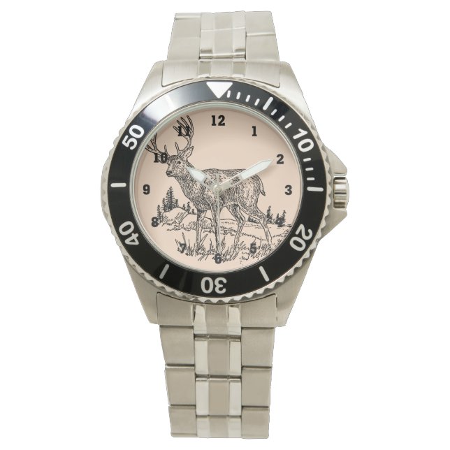 Reloj De Pulsera Deer En Un Dibujo De Campo (Anverso)