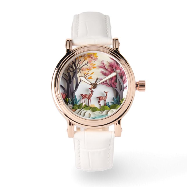 Reloj De Pulsera Deers in Forest Unique Art (Anverso)