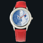 Reloj De Pulsera Dejar que el sol brille en Red Watch<br><div class="desc">Este reloj caprichoso muestra a una joven chica abriendo su puerta al sol. Se puede personalizar con una línea de texto. Un gran regalo para cualquier chica.</div>