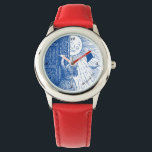 Reloj De Pulsera Dejar que el sol brille en Red Watch<br><div class="desc">Este reloj caprichoso muestra a una joven chica abriendo su puerta al sol. Se puede personalizar con una línea de texto. Un gran regalo para cualquier chica.</div>