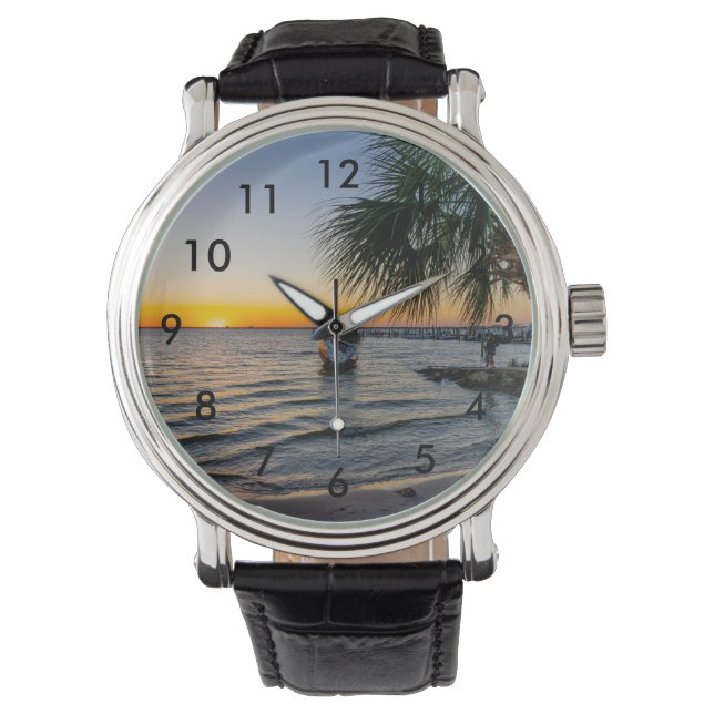 Reloj de pulsera del atardecer de Gulf Breeze Flor (Anverso)