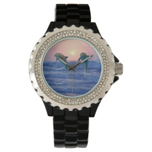 Reloj De Pulsera Delfín de Bottlenose en la salida del sol