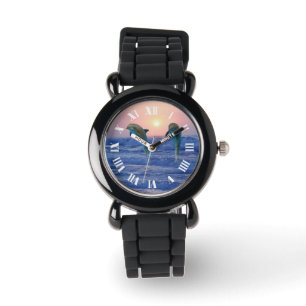Reloj De Pulsera Delfín en botella al amanecer