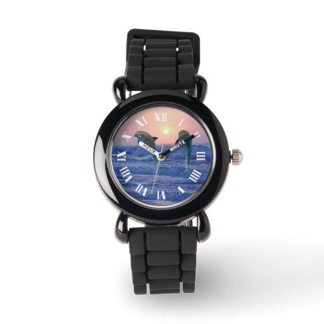 Reloj De Pulsera Delfín en botella al amanecer (Anverso)