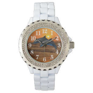 Reloj De Pulsera Delfín en botella al atardecer