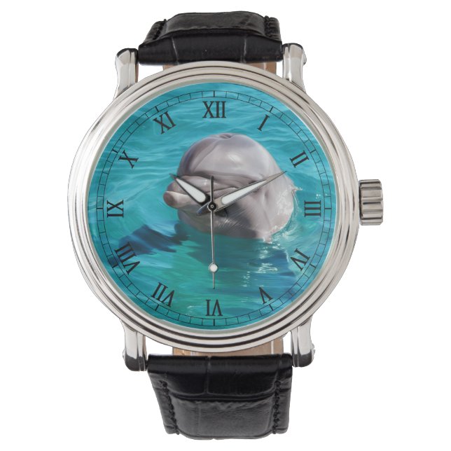 Reloj De Pulsera Delfín en una foto de agua azul (Anverso)