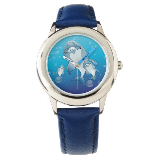 RELOJ DE PULSERA DELFÍN. ILUSTRACION CUTE DOLPHINS (Anverso)