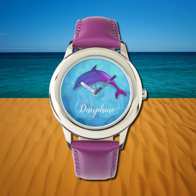 Reloj De Pulsera Delfín morado en el agua - añadir nombre (Subido por el creador)