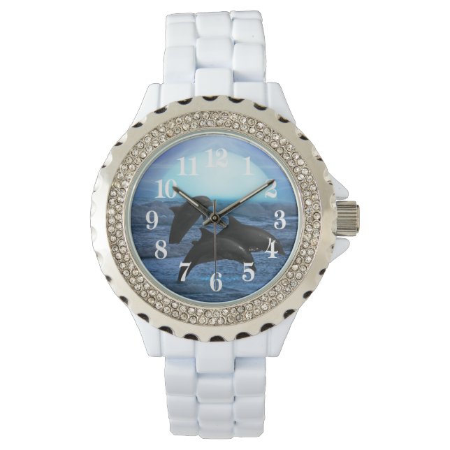 Reloj De Pulsera Delfines a la luz de la luna (Anverso)
