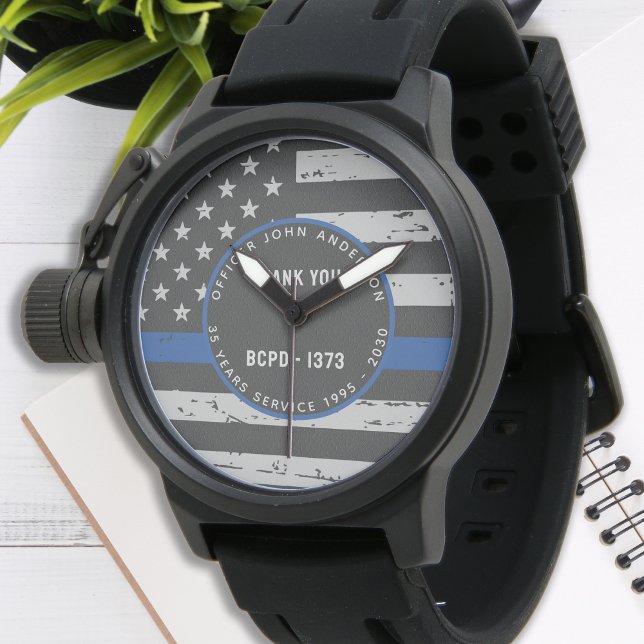 Reloj De Pulsera Delgada Línea Azul Gracias Policía De Regalos De J (Subido por el creador)