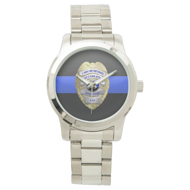Reloj De Pulsera Delgado distintivo de policía retirado de la línea (Anverso)