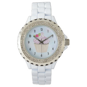 Reloj De Pulsera Deliciosa tarta rosa morena arriba
