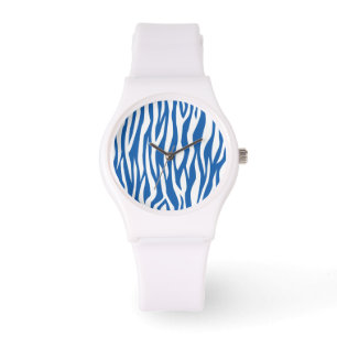 Reloj De Pulsera Denim Blue Zebra Print