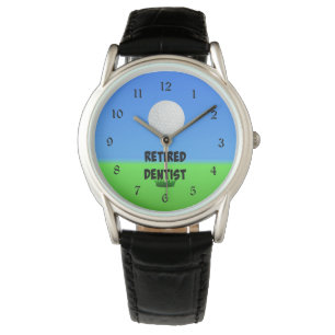 Reloj De Pulsera Dentista jubilado, bola de golf en Tee