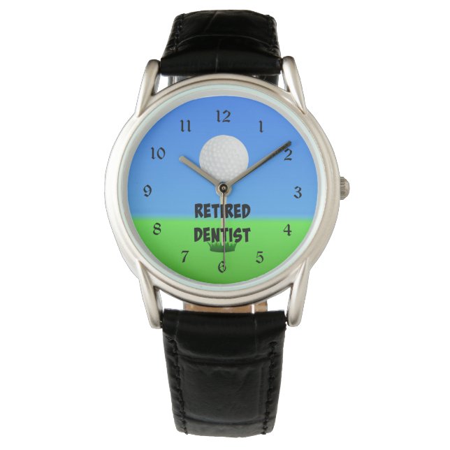 Reloj De Pulsera Dentista jubilado, bola de golf en Tee (Anverso)