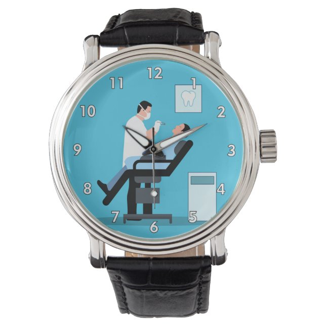 Reloj De Pulsera Dentista muy Guay con paciente en la oficina (Anverso)
