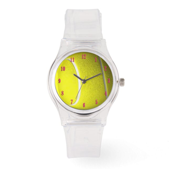 Reloj De Pulsera Deportes de bolas de tenis con números rosas (Anverso)